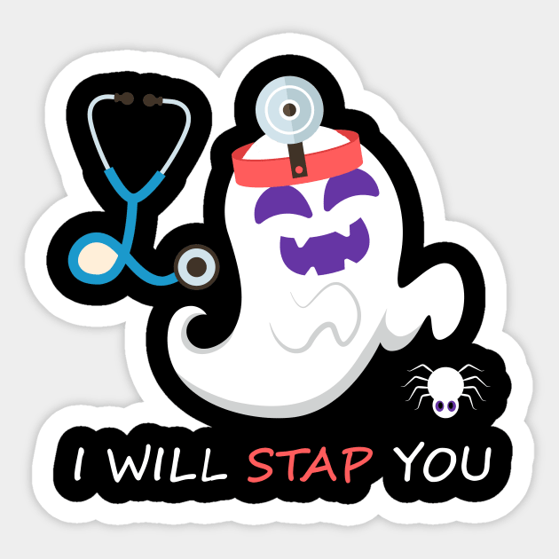 I Will Stab You Ghost Nurse Tshirt - Funny Halloween Gift Sticker by Trendy_Designs